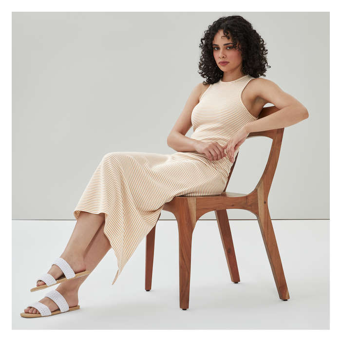 Aux Femmes Jupe maxi en tricot jacquard - Brun Kaki Pâle
